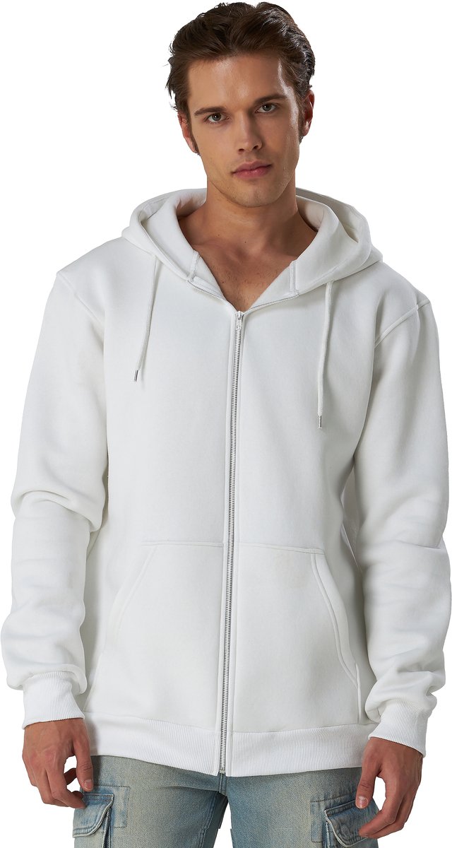 Smith & Solo hoodie heren met rits - vest met capuchon - sweatvest - Wit M