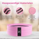 Roze Nuvance weerstandsband met zwart-roze gestreepte detail en zwart logo.