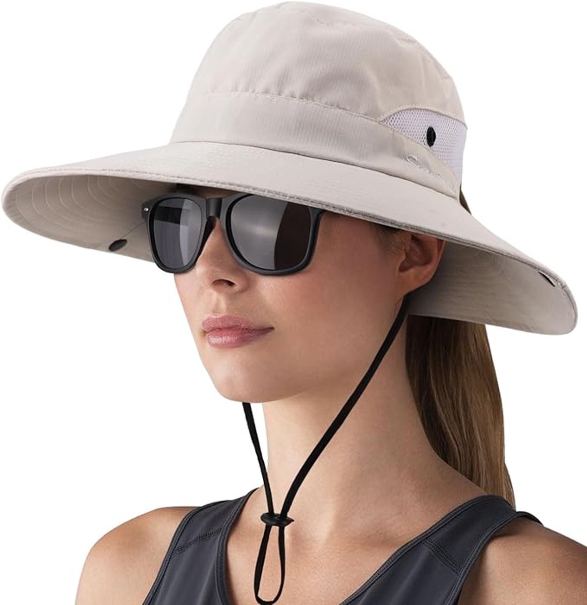 Hoed - Zonnehoed - Zonnehoed Heren - Vrouwen Zonnehoed - UV-bescherming Hoed - Zonnehoed Dames UV Bestendig - Opvouwbaar Mesh Brede Rand Visserij Paardenstaart Strand Emmer Hoeden - Zonnehoed Dames Opvouwbaar