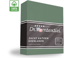 Droomtextiel Zacht Katoenen Hoeslaken Groen 180x200 cm - Hoge Hoek - Perfecte Pasvorm - Heerlijk Zacht
