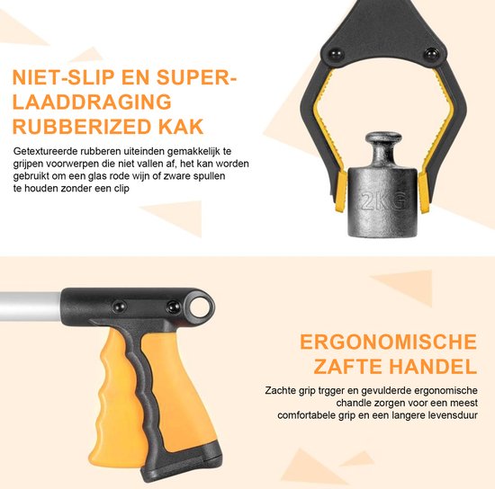 Magnetische Grijptang - 79cm Verlengbare Oprapertang - Voor Senioren/Tuin - Met Vouwbaar Design - Oranje - 9cm Grip - 1 Stuk van Merkloos	 — afbeelding 2