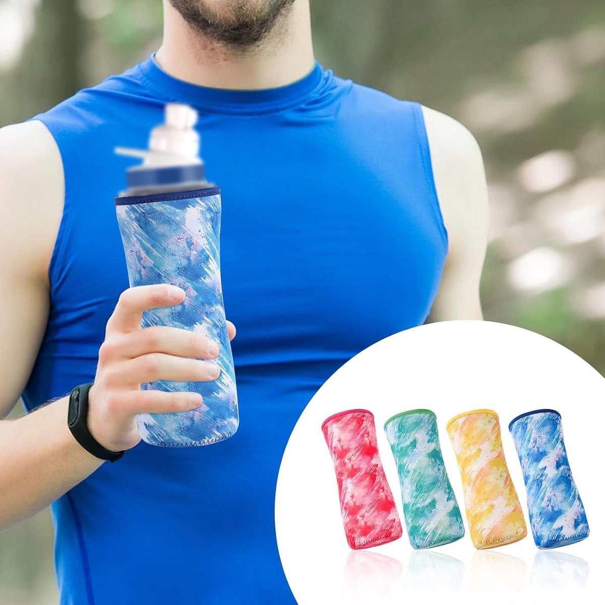 Allecto Plus - Neopreen hoes voor 32oz waterfles - Geïsoleerde hoes voor het behouden van temperatuur - 4 stks in verschillende kleuren