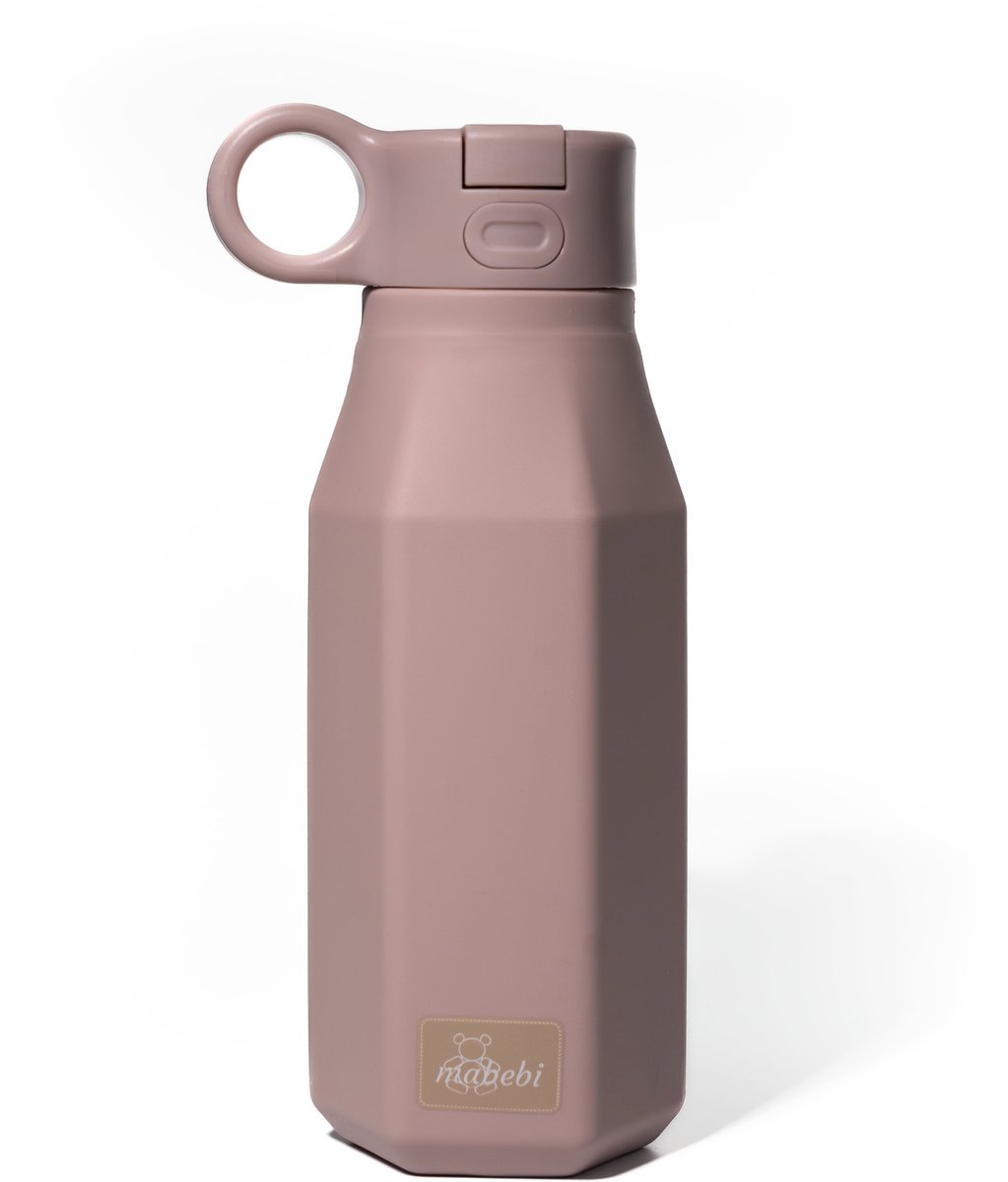 Goedkoopste Mabebi - Drinkfles met kliksysteem 350 ml - drinkfles voor kinderen - Waterfles voor onderweg - Siliconen drinkfles met rietje - Schoolbeker - Premium roze