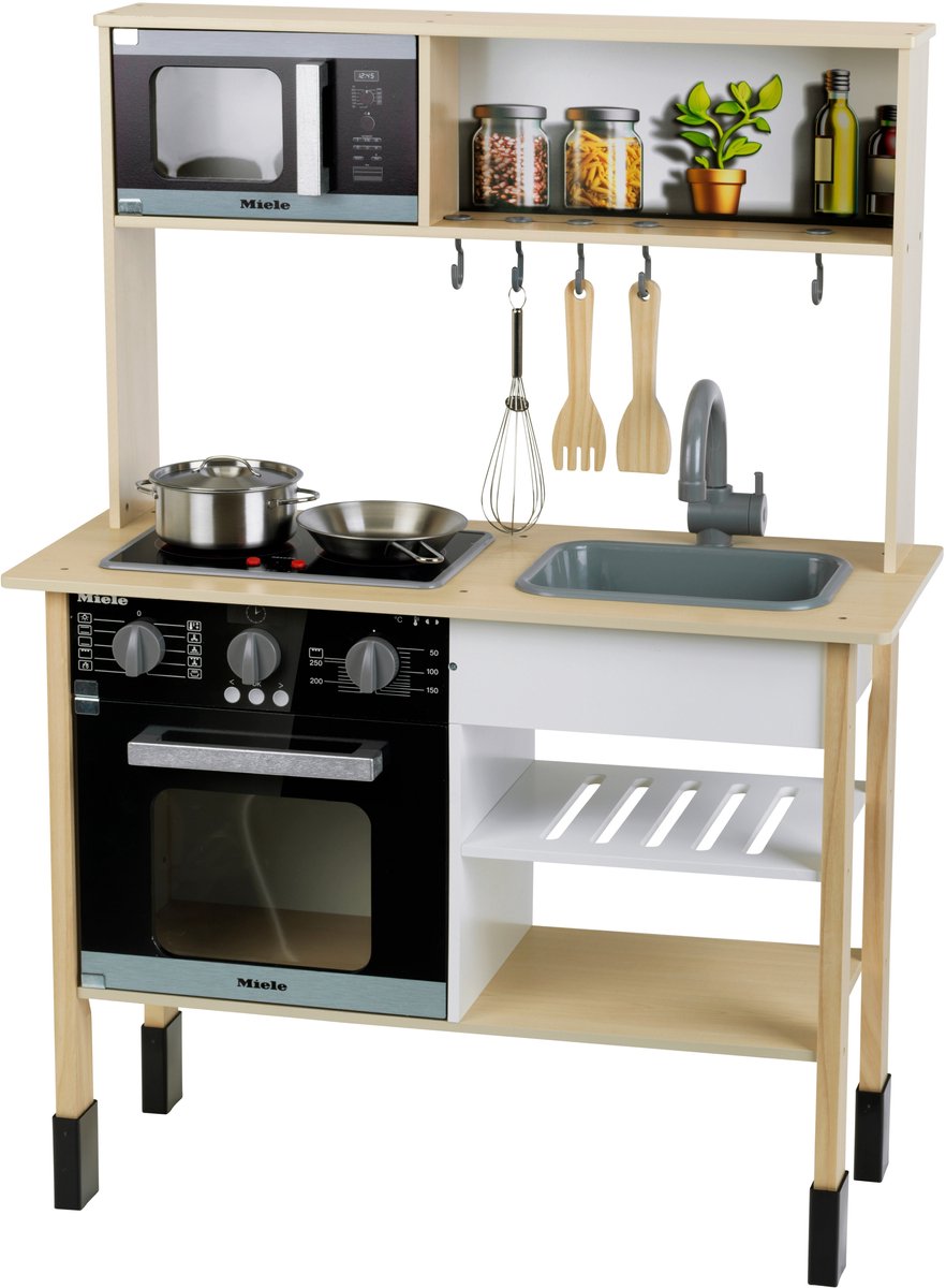 Klein Toys - Miele Houten speelgoedkeuken - 70x30x91 cm - incl. licht en geluidseffecten - hout