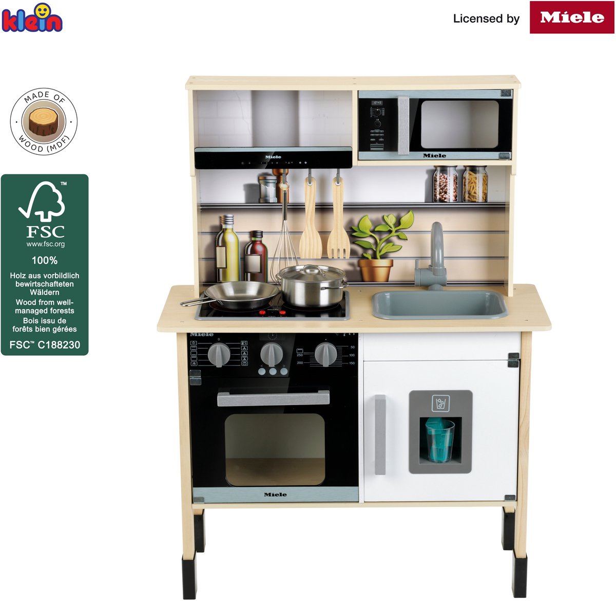 Klein Toys - Miele-speelkeuken - aanrechtblad van 55 cm hoog - incl. licht en geluidseffecten - hout — afbeelding 5