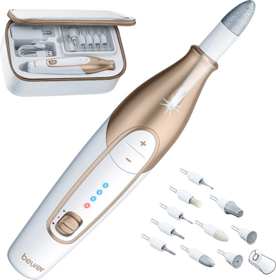 Beurer MP 64 Elektrische Nagelvijl - Nagelfrees - Tot 2 uur draadloos gebruik - Elektrische Manicure en Pedicure set - 10 Opzetstukken - LED Verlichting - 3 Jaar garantie