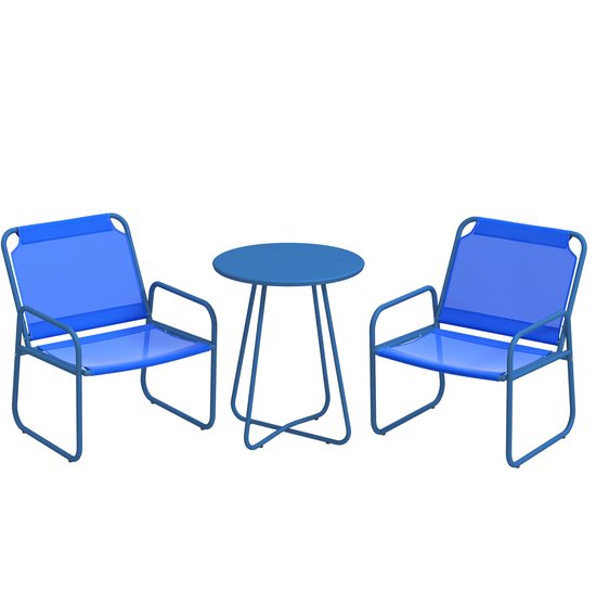 Outsunny- Ensemble Set de bistro d'extérieur - Acier - 63 x 57 x 82 cm - Blauw
