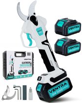 VENTRA® Elektrische Snoeischaar - 40mm- Accu Snoeischaar - Takkenschaar - 4000mAh Accu - LCD Scherm - Brushless - Incl. Opbergkoffer en Reservemessen