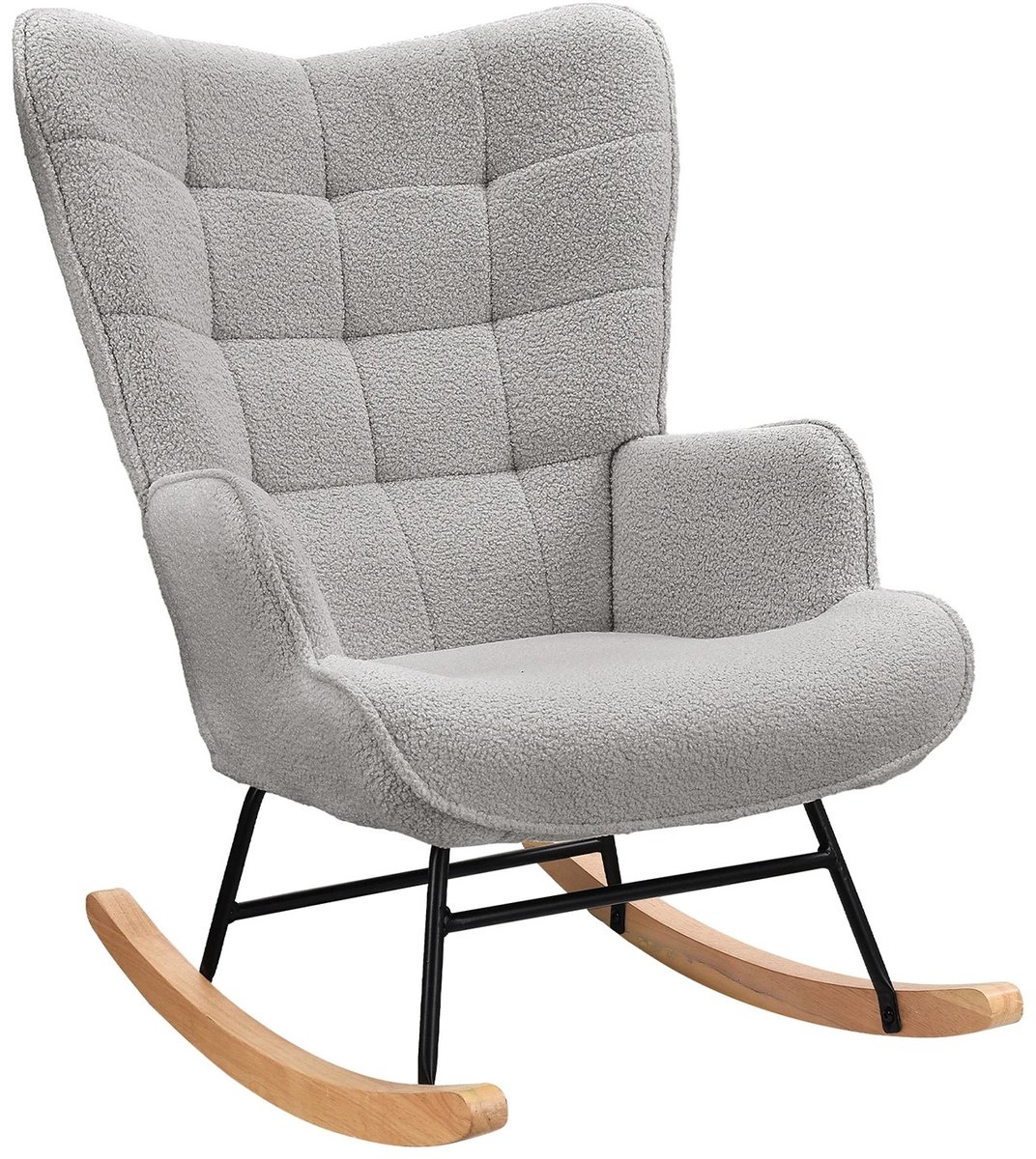 Aiverig® Schommelstoel – Fauteuil Teddy & Relaxstoel – Voor Babykamer & Woonkamer – Voor Volwassenen en Kinderen – Licht Grijs – 68×75×92 CM