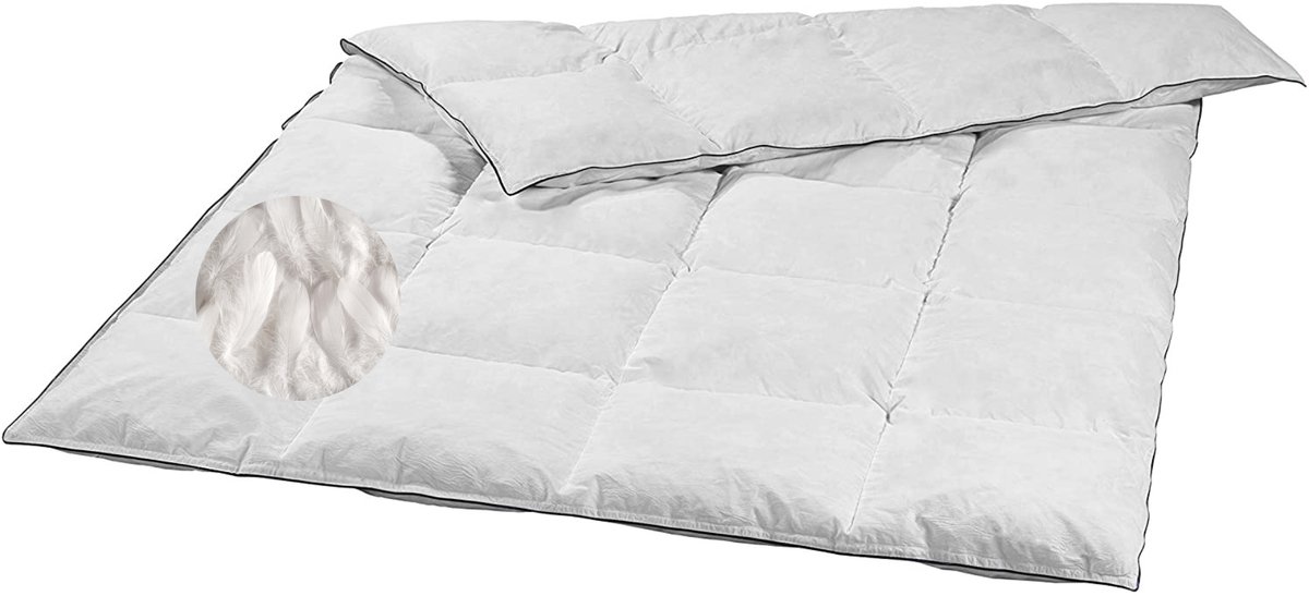 Sleepling 135 x 200 cm donzen winterdekbed | dik winterdekbed | vulling van 90% dons en 10% veren | gemaakt in de EU | wasbaar op 60 graden | wit