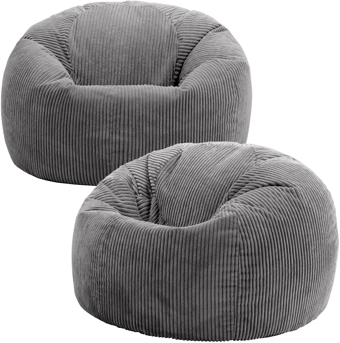 icon - Kingston Zitzak Fauteuil - Set van 2 - Ribfluweel - Houtskool
