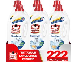 Omino Bianco Clean Fresh - Vloeibaar wasmiddel - Voor dagelijks gebruik - 6 x 1.48 L - Geconcentreerd