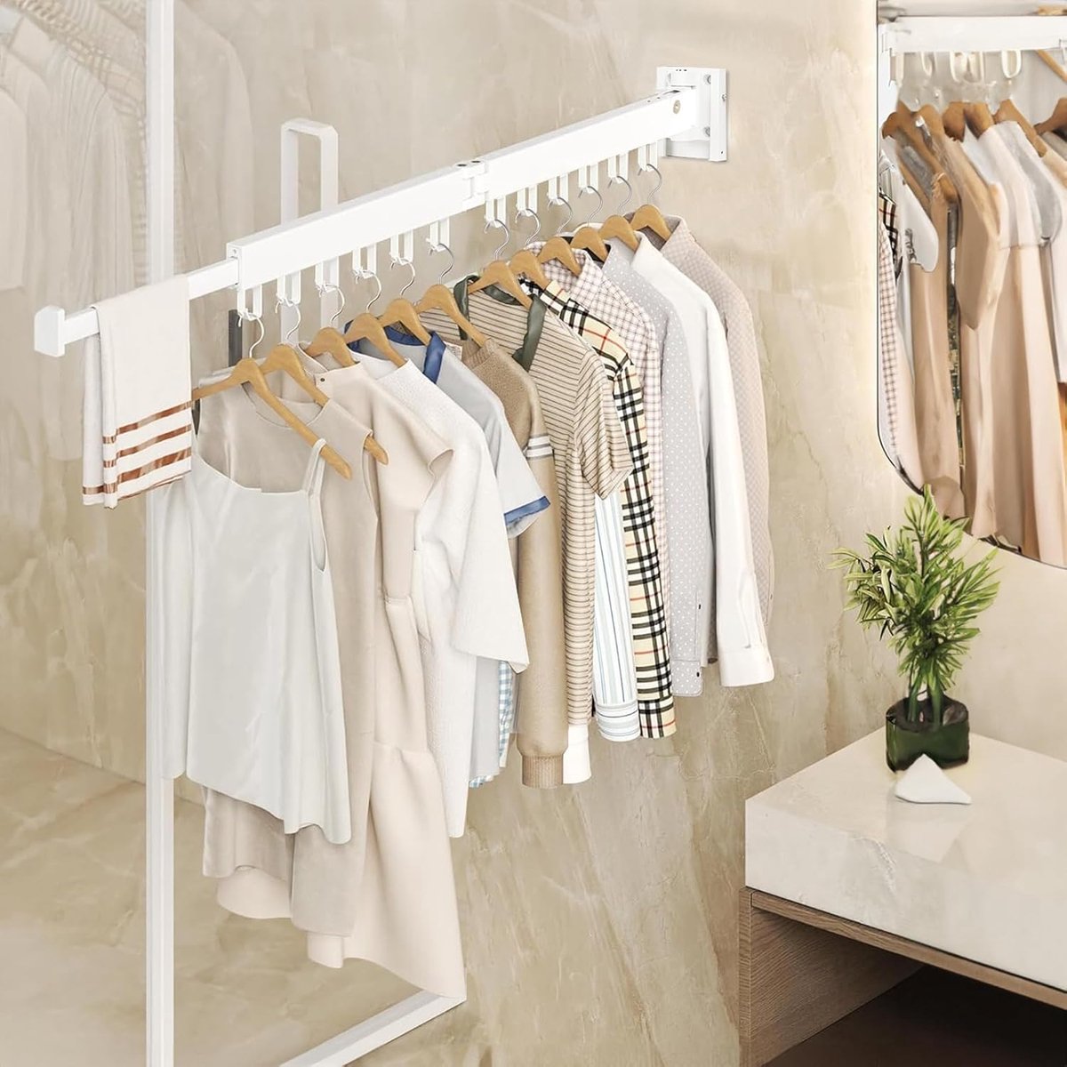 RFWR® Inklapbaar Wanddroogrek voor Kleding met 12 Ophanghaken - Ruimtebesparend en Multifunctioneel