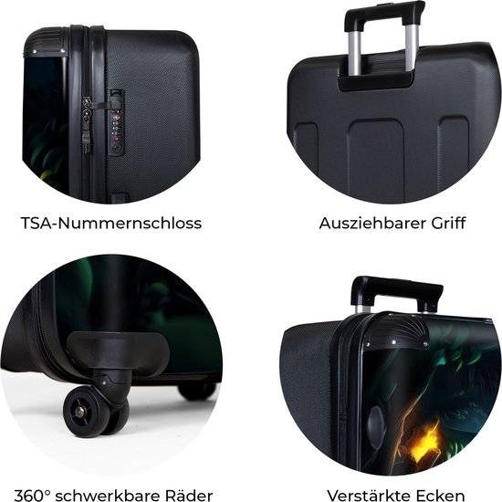 NoBoringSuitcases.com® - Grande valise - Valise de voyage légère - Dinosaurus et dragon dans une vallée de jungle enflammée - Trolley à 4 roues - Grand trolley XL - 98 litres de bagages