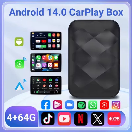 Apple CarPlay & Android 14 Auto TV Box 64GB – Draadloos – YouTube ...