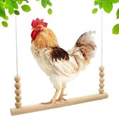 Chickens® Kippenschommel Hout - Houten Kippen Schommel - Schommel Kip - Kippenspeelgoed - Kippenspeelgoed Voor Echte Kippen - Natuurlijke Materialen - Hout & Touw
