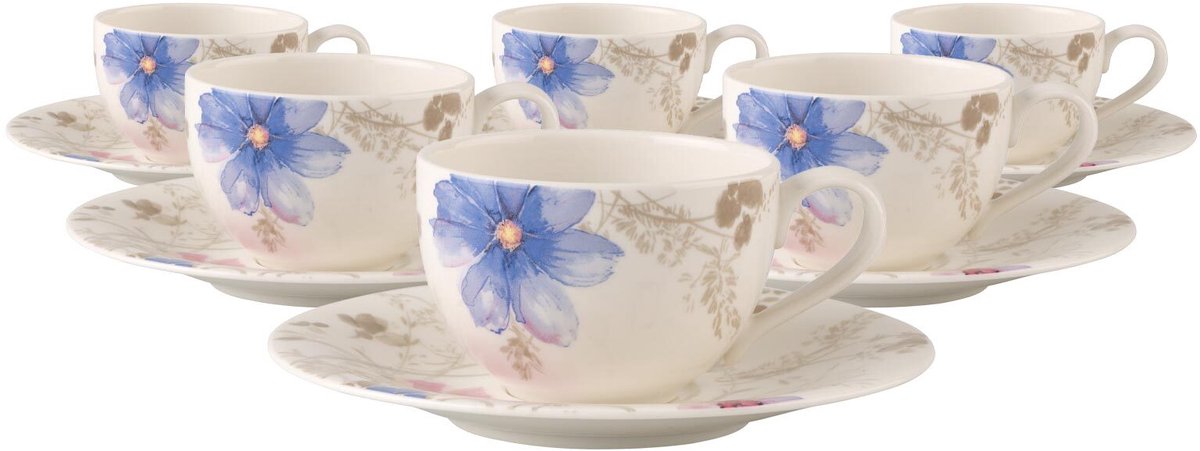 Kaffeetassen mit Untertassen Mariefleur Gris Basic 150 ml Set van 6