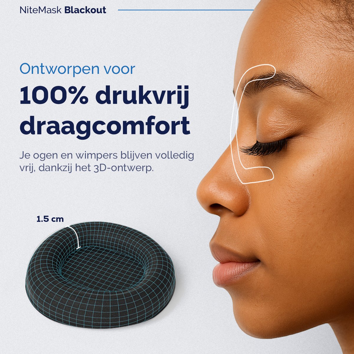 NiteMask Blackout - Ultiem Verduisterend Slaapmasker - Comfortabel & Zacht - Verstelbare oogpads — afbeelding 3