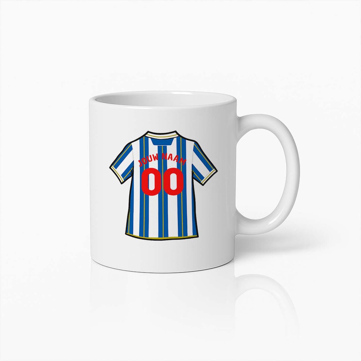 Gepersonaliseerde Voetbalshirt Mok – Bedrukte Koffiebeker met Jouw Naam en Nummer