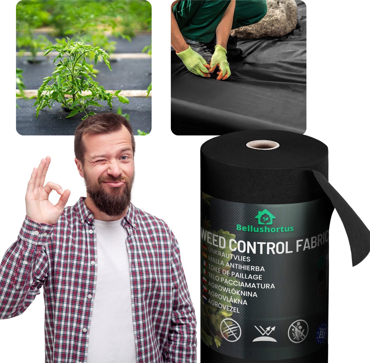 Anti-Worteldoek - gronddoek Onkruidvlies Tegen Onkruid Zwart / Agrotextiel, Tuinvlies / 1,6m 150g/m2 met UV-bescherming EU kwaliteit / 70 m | Scheurvast Onk | Hoge UV-Stabilisatie | Onkruidfolie mulchvlies Zwart