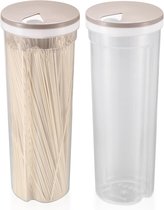Boîtes de rangement pour spaghettis - Lot de 2 - Avec couvercle rotatif - Pour pâtes, muesli, snacks, sucre, spaghettis, pâtes, céréales, récipients hermétiques - Pour la cuisine, le stockage et la nourriture