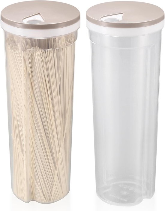 Boîtes de rangement pour spaghettis - Lot de 2 - Avec couvercle rotatif - Pour pâtes, muesli, snacks, sucre, spaghettis, pâtes, céréales, récipients hermétiques - Pour la cuisine, le stockage et la nourriture