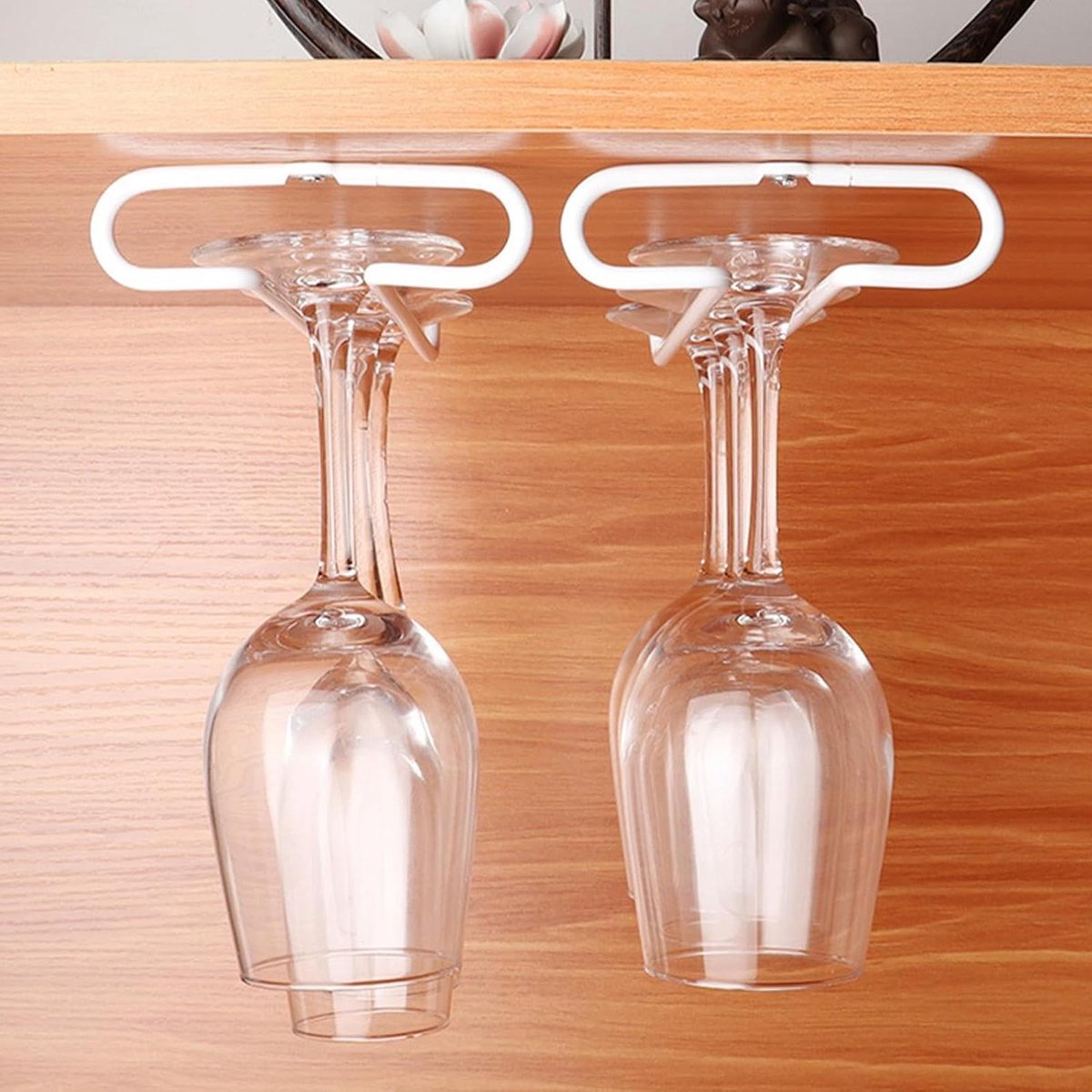 Allecto Plus - Hangende Wijnglashouder Set van 2 | Wijnglashouders voor Thuisbar | Keuken | Bar | Restaurant | Wit