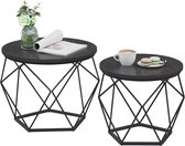 MAZAZU - Salontafel - Bijzettafel - Set van 2 - Zwart - 60/50x47/39x45/40