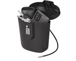 ProPlus Draagbare kluis - Reiskluis - Portable Strandkluis - Cijferslot en Staalkabel - Lichtgewicht - Anti-Diefstal - 20x18x11,4 cm Zwart