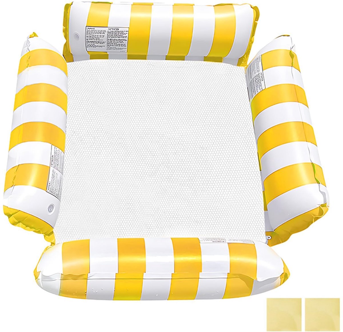 Waterhangmat Streeppatroon Geel - Yellow - Lounge Chair - Float - Zwembad - Hangstoel - Opblaasbare Zwembad Stoel - Water Hangmat - Luchtbed Zwembad - Luchtmatras - Floater - Strand - Waterspeelgoed - Vakantie - Zomer - Hammock Pool Float – foto 2