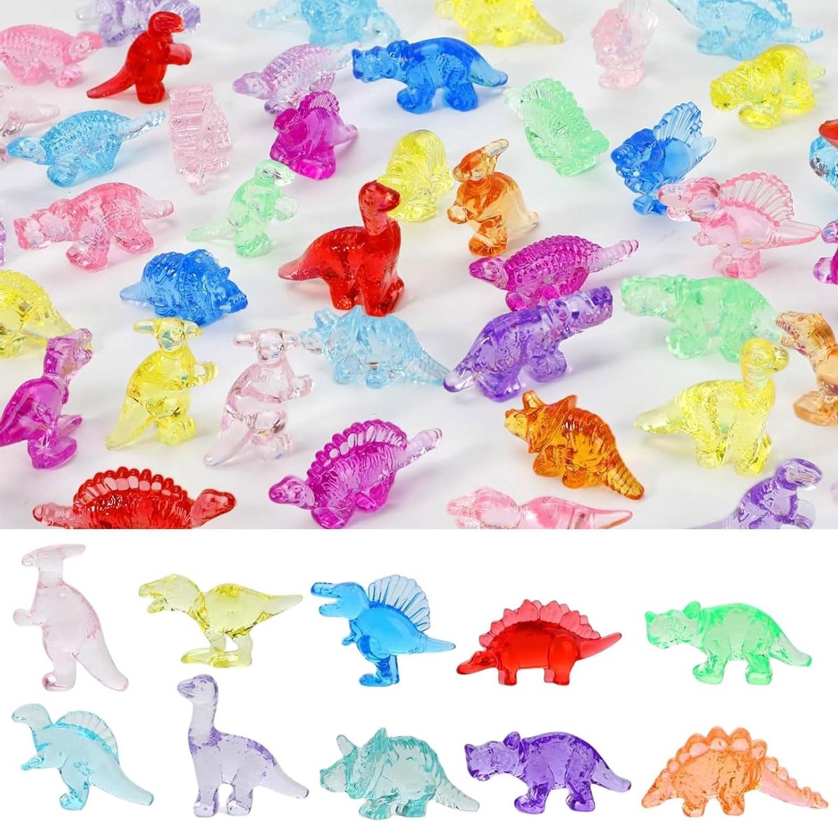 Allecto Plus - 30 stuks Mini-dinosaurusfiguren voor kinderen - Speelgoed om te verstoppen - Ideaal als geschenk - Vaasvuller - Hars Mini-dierenfiguren partijtjes-helper