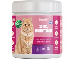 Sharon B 10-in-1 Multivitamine voor Katten - Kip Smaak - 180 Chewies - Huid, vacht, gewrichten gezondheid kat