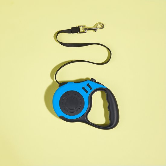 Ferplast Uitschuifbare Hondenriem AMIGO MEDIUM, Hondenriem voor middelgrote honden tot 25 kg, snoer max. 5 m. Enkele vergrendel- en ontgrendelingsknop, blauw, witte kap