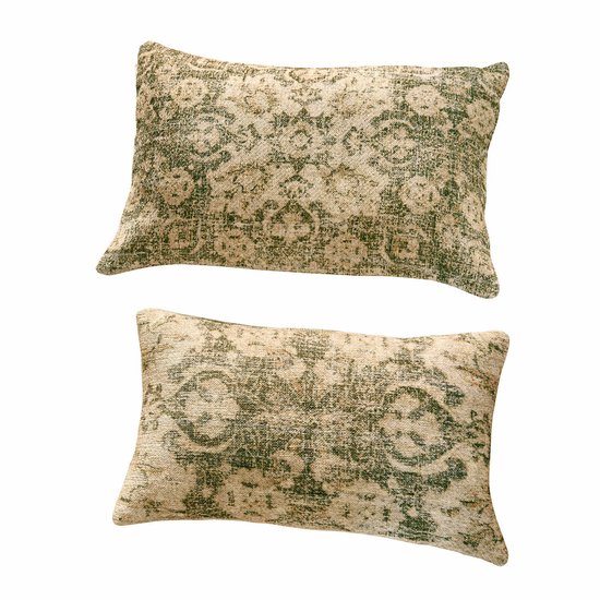 Ensemble de housses de coussin 2 pièces LOBERON Calperino beige/vert