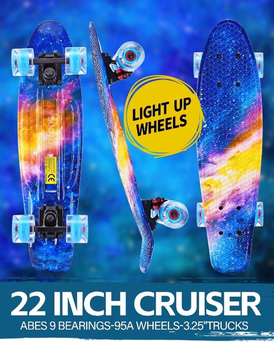 Suotu Skateboard - Wielen met LED-verlichting - ABEC-9 - Tot 50 kg - Skateboard Meisjes/jongens - Skateboard Volwassenen - Cadeau — afbeelding 7