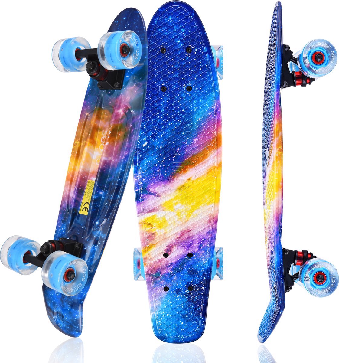 Suotu Skateboard Wielen met LED-verlichting ABEC-9 Tot 50 kg Skateboard Meisjes/jongens Skateboard Volwassenen Cadeau Blauw