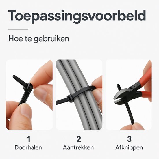 Attache-câbles Eleganca - 200 pièces - Serre-câbles - Organisateur de câbles - Résistant aux UV - Tyraps - Charge maximale 55 kg - 7,6 x 450 mm - Zwart