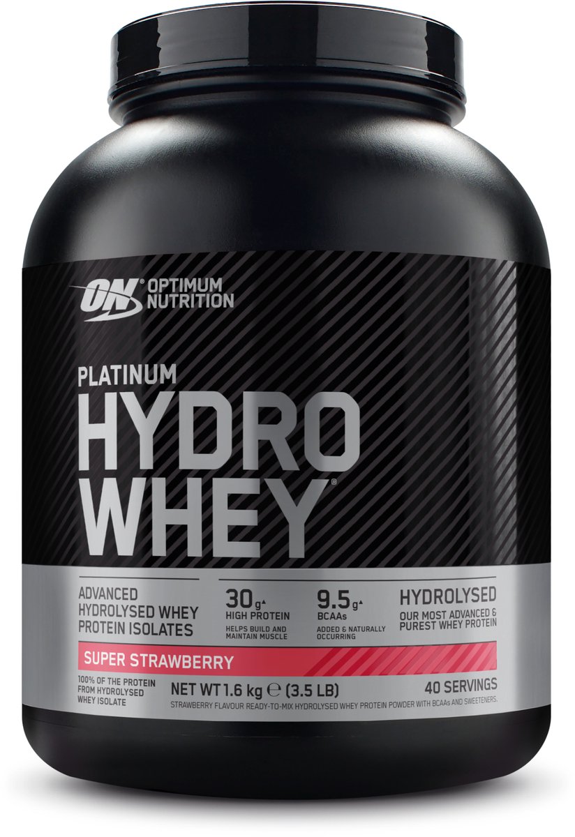 Goedkoopste Optimum Nutrition Platinum Hydrowhey - Eiwitshake / Proteine Poeder - Super Strawberry - 100 Whey Isolaat - 1600 gram (40 shakes