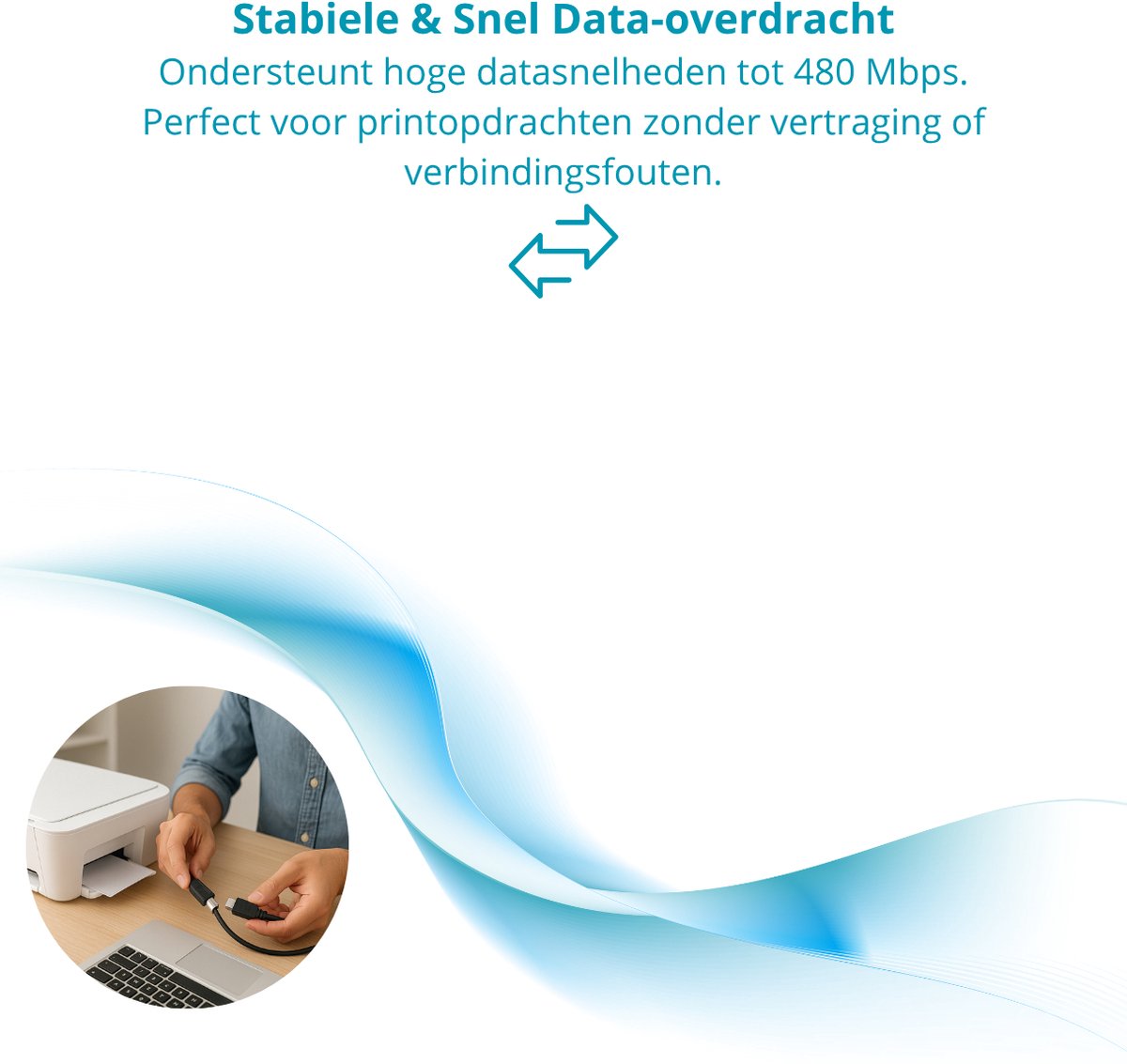 Twenty4seven® USB 2.0 Printerkabel - Kabel voor Printer - 1 Meter — afbeelding 3