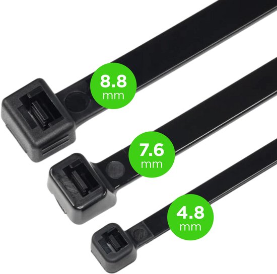 Attache-câbles Eleganca - 200 pièces - Serre-câbles - Organisateur de câbles - Résistant aux UV - Tyraps - Charge maximale 55 kg - 7,6 x 450 mm - Zwart