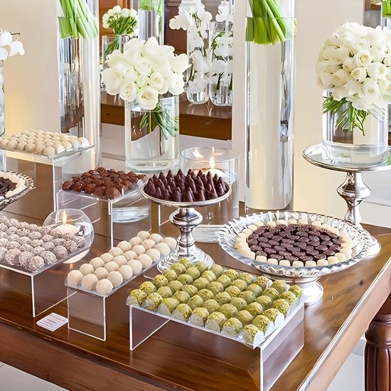 5 stuks acryl display riser standaard, doorzichtige make-up sieraden display houder cupcake dessert standaard houder voor popfiguren verzamelstukken tafeldecoratie