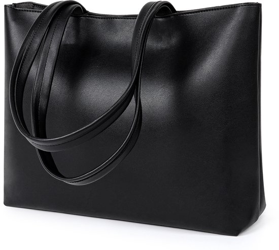 FASSIONA Sacs à main Femme - Tassen Femme - Sac à bandoulière Shopper avec fermeture éclair et poches cosmétiques - Sac à main - Sac de travail - Zwart