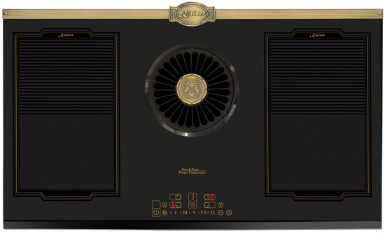 Kaiser - inductie - KCT 9365 IEm Retro - inductiekookplaat met geïntegreerde afzuigkap - afzuigkap - 1250 m³/h - Empire design in brons