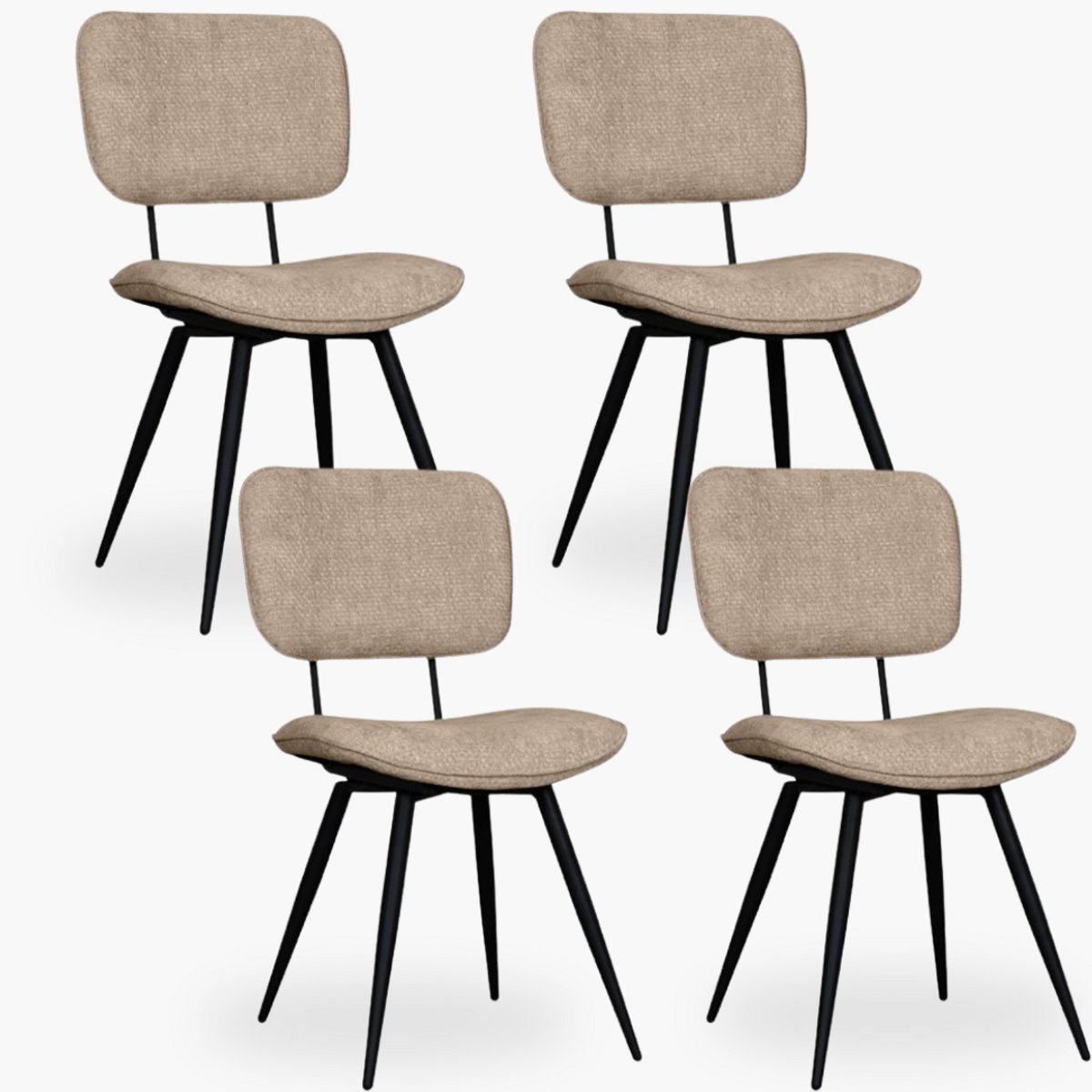 4x Eetkamerstoel Dani - Taupe Velvet - Set van 4 - Taupe