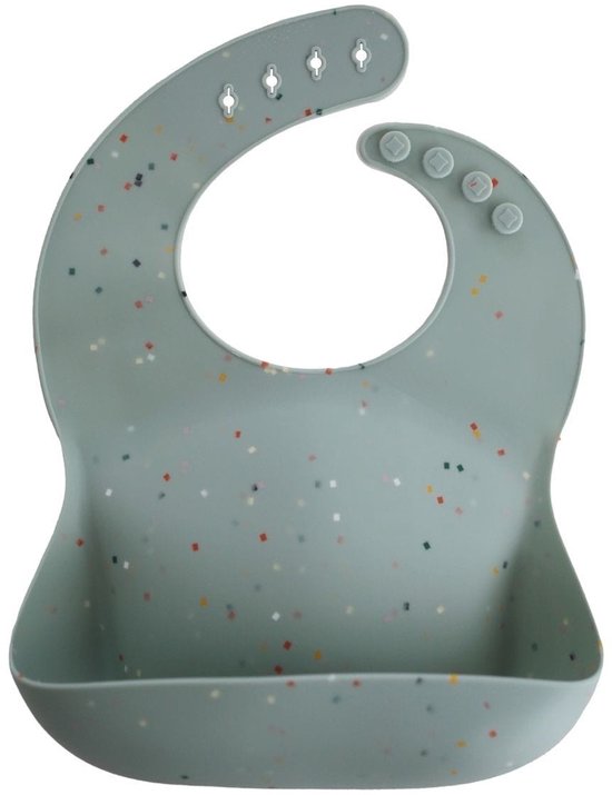 Mushie siliconen slab Cambridge blue | confetti | bra vrij | met opvangbakje