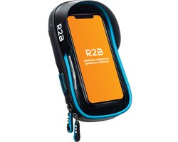 R2B Telefoonhouder Fiets Waterdicht - Ook voor Scooter & Motor - Gsm Houder Fiets - Fietshouder - Fiets Telefoonhouder - Smartphone Houder Fiets - Accessoires - Zwart/Blauw - Phone Holder Bike