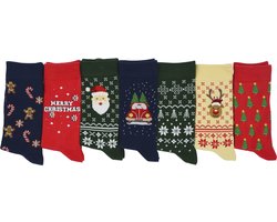 Kerstsokken sokken - one size - dames- 7 paar katoenen kerst kousen - 36/41 - kerst geschenk