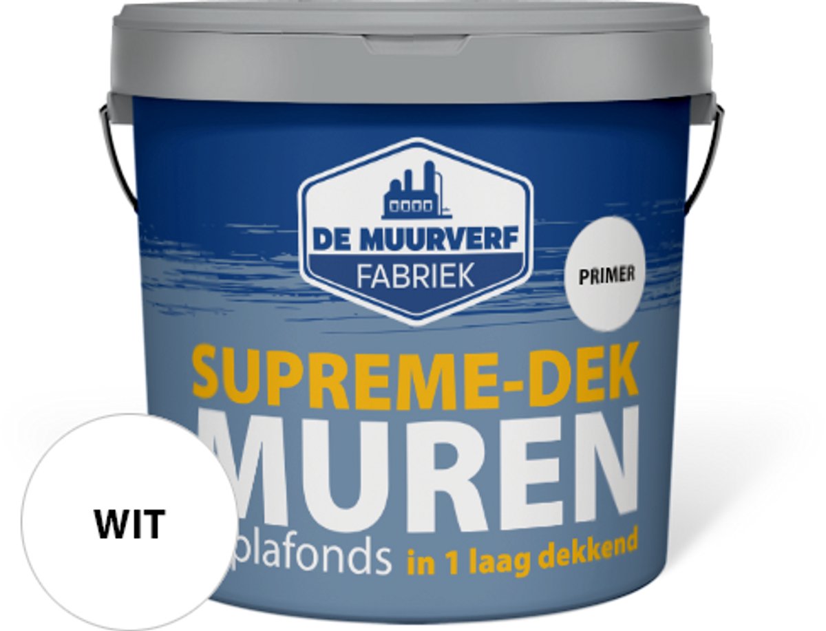 Supreme-dek Primer | Wit | 10 liter | DE MUURVERFFABRIEK