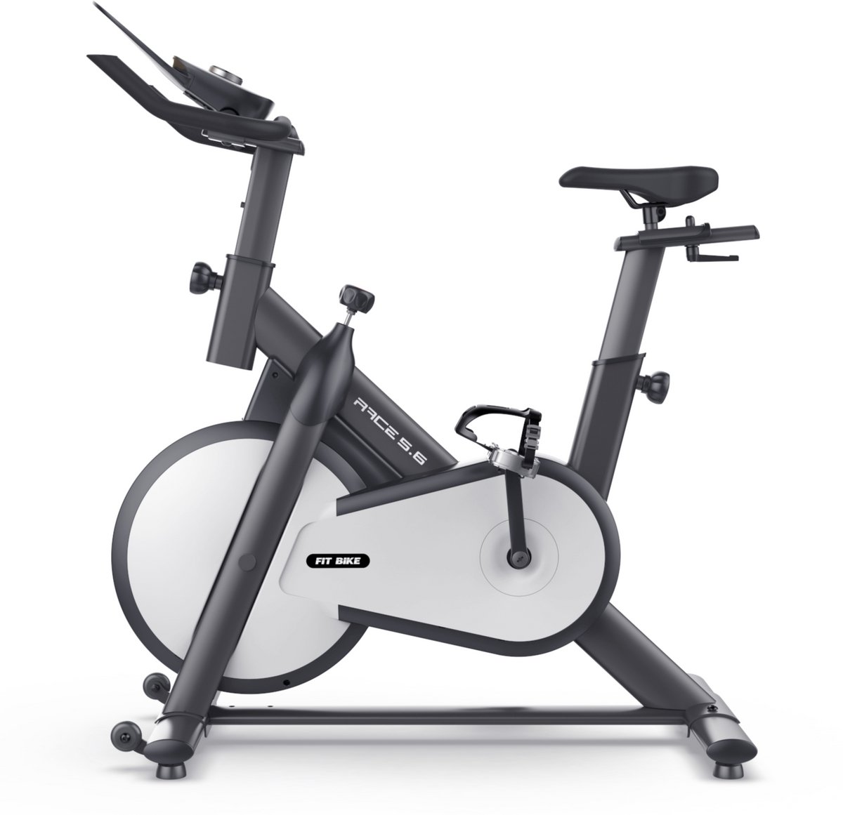 Bol.com FitBike - Race 5.6 - Indoor Cycle - Fitness Fiets - Bluetooth - Incl. Tablethouder - Wit aanbieding