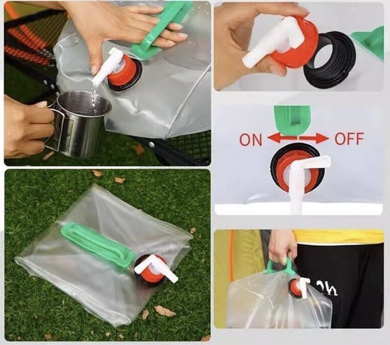 opvouwbare jerrycans - 4 stuks X 20 liter - met kraan - BPA-vrij - transparant en groen van Campgear — afbeelding 5
